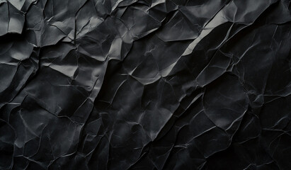 Poster - Dark Crumpled Black Paper Texture Background Abstract Image