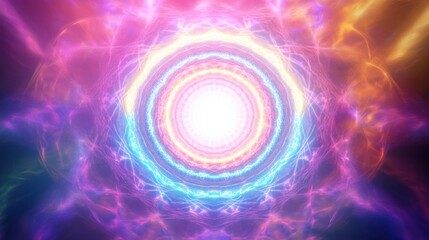 Wall Mural - abstract colorful energy portal with glowing rings and vibrant nebula.
