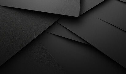 Poster - Image features overlapping dark gray and black rectangular shapes creating an abstract geometric pattern with subtle shadows and depth. Modern, minimalist design. 3d rendered 