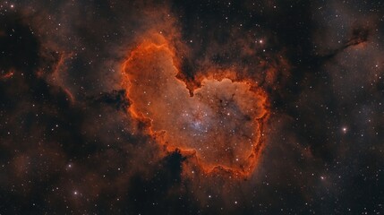 Wall Mural - heart-shaped nebula glowing in dark space, cosmic dust and stars.