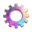 © Mizan Studio - Holographic 3D metallic gear icon illustration isolated on white & transparent a background.