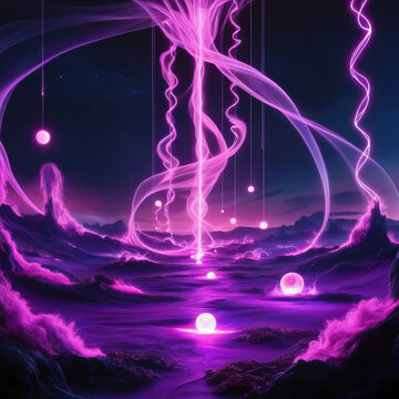 tenning unique  3D Neon Ascension: A Futuristic Ultraviolet Glowscape 

