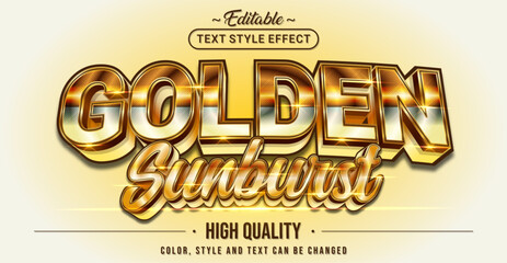 Leinwandbilder - Editable text style effect - Golden Sunburst text style theme.