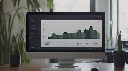 Poster - Monitor displays a line graph.