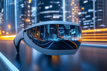 Poster - A futuristic concept of augmented reality glasses with sleek transparent lenses and holographic displays projected in the air