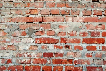 Poster - Old red brick wall showing deteriorating mortar joints