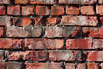 Poster - Old red brick wall showing deterioration and wear from weathering