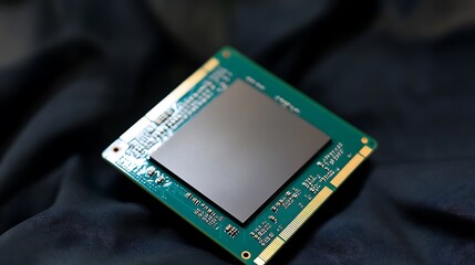 Aufkleber - Chip on dark fabric.