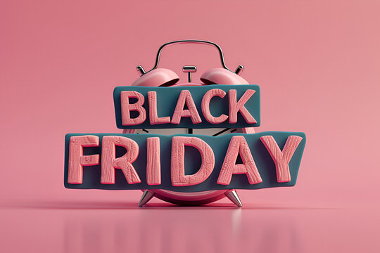 Black friday sale inscription gold letters on a black background, horizontal banner, design template. Copy space, creative background. 3D illustration, 3D design.