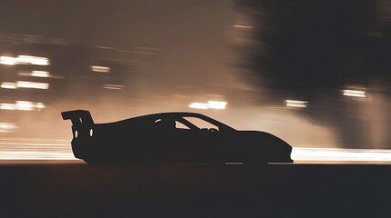 Poster - Car silhouette racing at night.