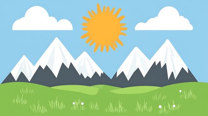 Poster - Sunny mountain landscape.