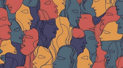Poster - Faces repeat with diverse colors.