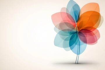 Fototapete - A simple depiction of overlapping circles forming a geometric flower, created with bold lines and gradient colors on a white background