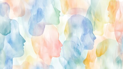 Poster - Faces in watercolor hues.