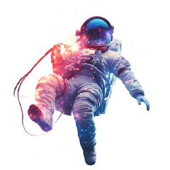 Wall Mural - An astronaut floating in space, surrounded by colorful cosmic elements.