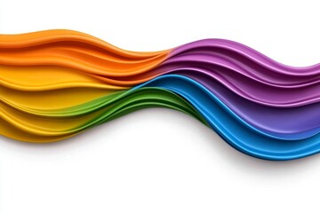Poster - A simple graphic of a rainbow flag flowing in the wind, with bold lines and a clean white background symbolizing love and equality