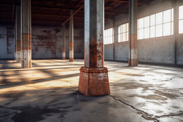 Fototapete - A close-up shot of the corner of an empty warehouse