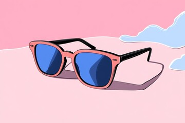 Poster - A stylized illustration of sunglasses with a single color, drawn with clean geometric shapes
