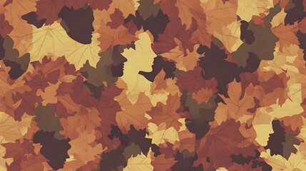 Poster - Autumn leaves pattern with women profiles.