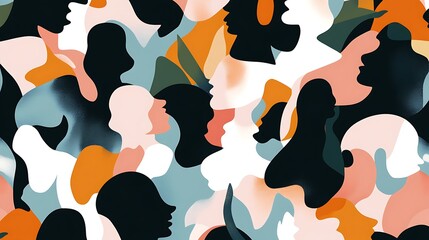 Poster - Silhouetted faces pattern.