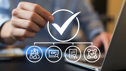 Poster - Businessman Checking Online Contract Documents, Approvals, Agreements, Warranty, Terms