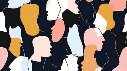 Poster - Colorful abstract faces pattern.