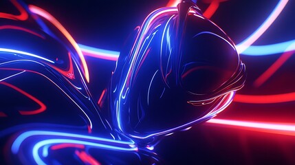 Poster - Flowing lines, red,blue.