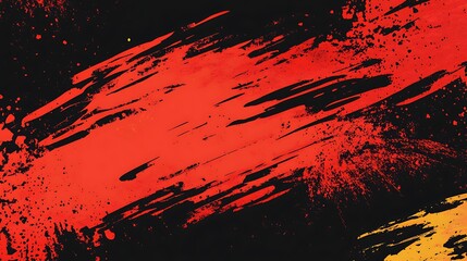 Poster - red paint strokes on dark backdrop.