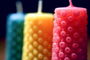 Poster - an up-close photo of a set of unlit candles