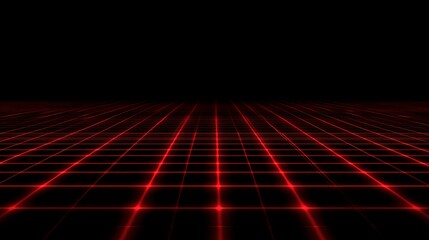 Poster - Red grid lines on black background.
