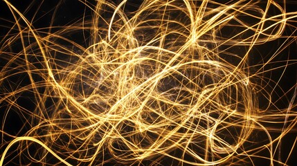 Poster - Golden light trails on black.