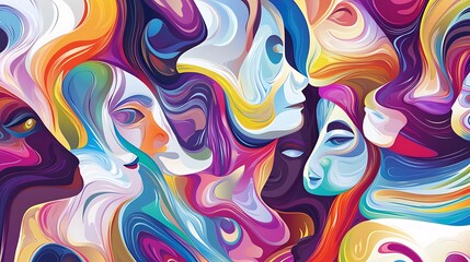Poster - Abstract faces pattern. (3)