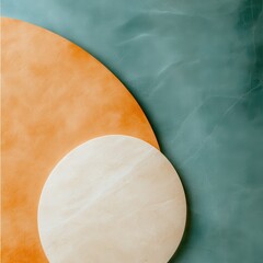 Poster - Abstract shapes in orange and teal color palette high-resolution textures modern design artistic environment close-up view