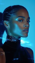 Poster - Quiet luxury athlete in a mirrored infinity room a stunning portrait of elegance and strength