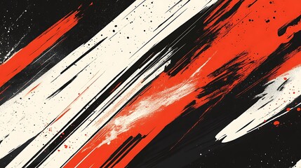 Poster - Abstract painted strokes, red, white, black.