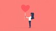 © milenialdesastudio - Woman holding a heart-shaped balloon.