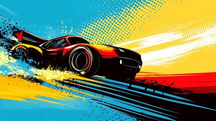 Poster - Fast car with abstract colors.