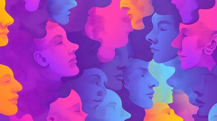 Poster - Diverse faces in bright hues.