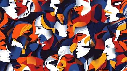 Poster - Abstract faces in color block.