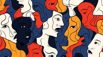 Poster - Diverse faces, many expressions.