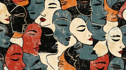 Poster - Diverse faces abstract art.