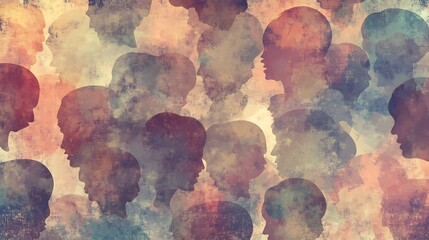 Poster - Crowd of heads in silhouette.