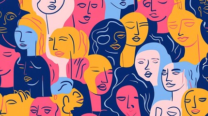 Poster - Diverse faces, abstract design.