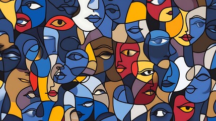 Poster - Abstract faces mosaic. (1)