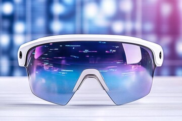 Poster - A futuristic concept of augmented reality glasses with sleek transparent lenses and holographic displays projected in the air