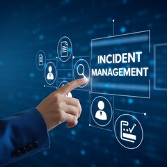 Incident Management, Risk Mitigation Process Concept: Icons Illustrate Workflow Stages