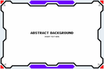 Poster - Futuristic 8-bit Styled Certificate Frame Template, Pixel Art Style Illustration, Grey with Blue and Red Decoration