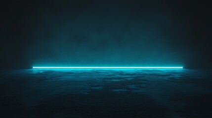 Poster - Glowing blue line on a dark floor.