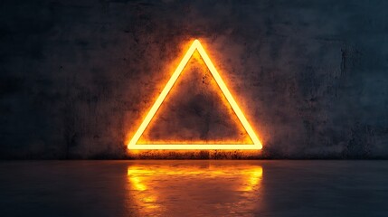 Poster - Orange neon triangle on concrete.