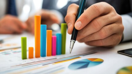 Poster - Business Analysis with Colorful Charts and Graphs on Desk